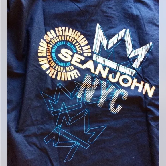 Sean Jean Men Dress Shirt Blue Long Sleeve Graphic Printed Porter XXL Cotton - Picture 11 of 12